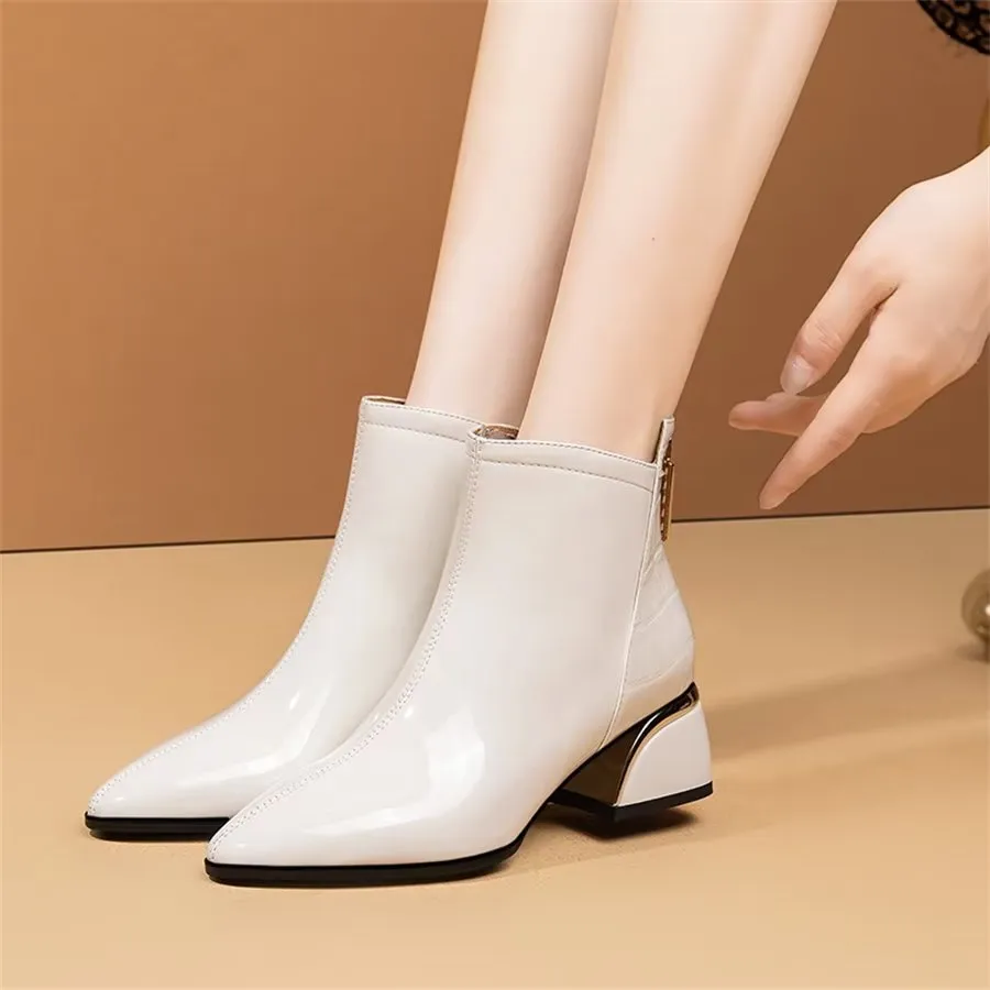 Elegant Zipper Pointed Toe High Heel Boots