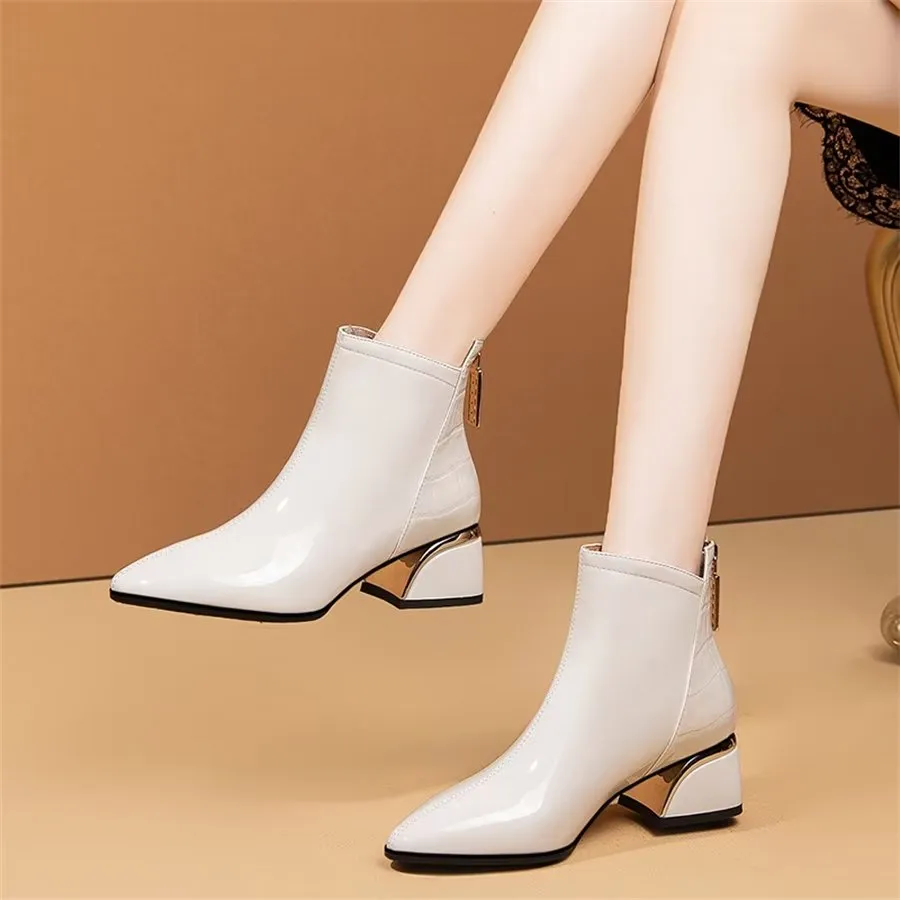 Elegant Zipper Pointed Toe High Heel Boots