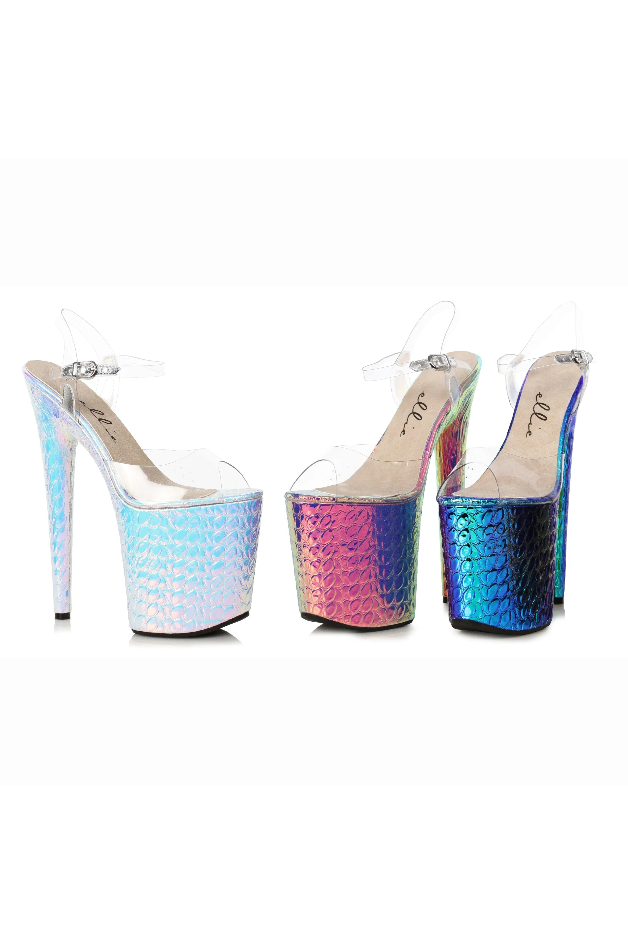 Ellie 850-SUGAR 8" Heel Hologram Sandal