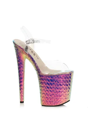 Ellie 850-SUGAR 8" Heel Hologram Sandal