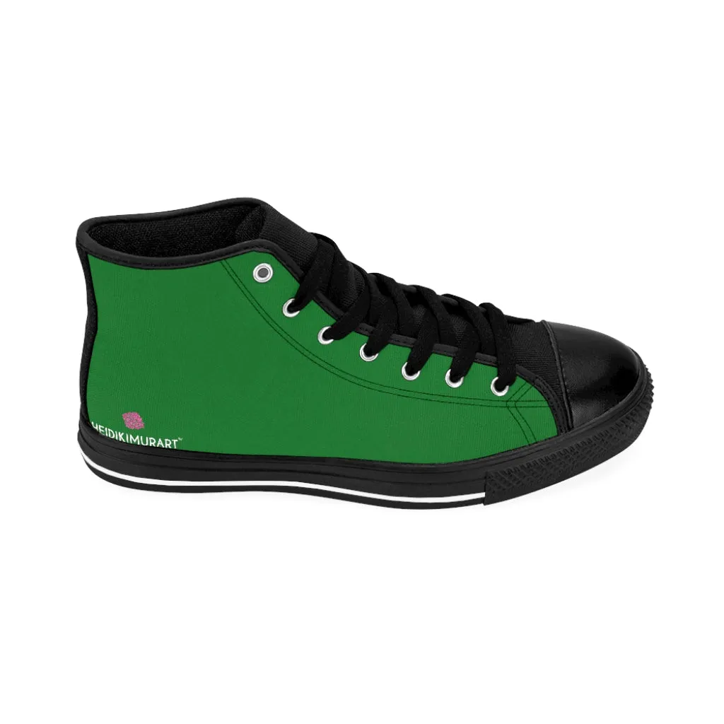 Emerald Green Ladies' High Tops, Solid Green Color Best Women's High Top Sneakers Canvas Tennis Shoes