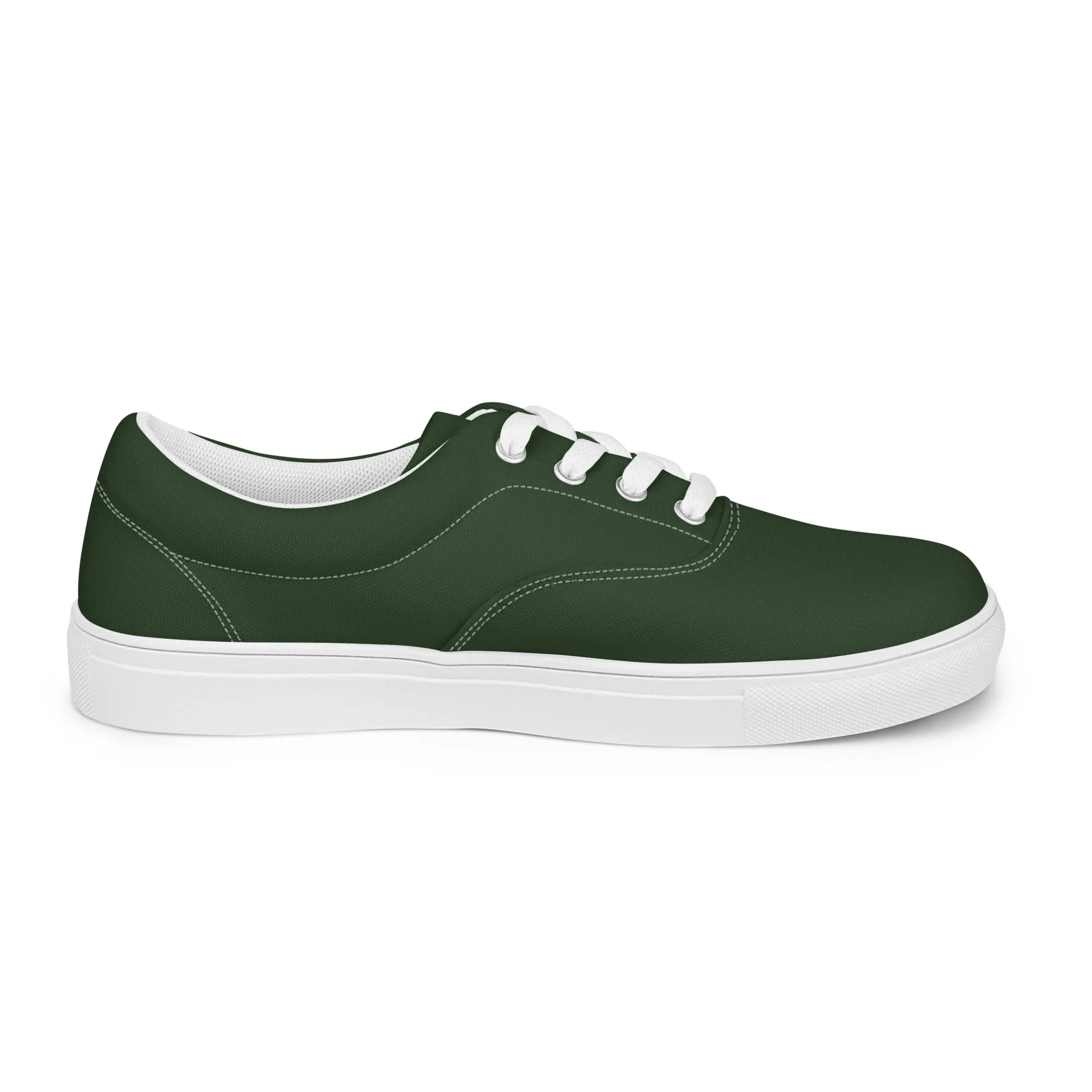 Emerald Green Men's Low Tops, Solid Green Color Best Designer Men’s Lace-up Canvas Shoes (US Size: 5-13)