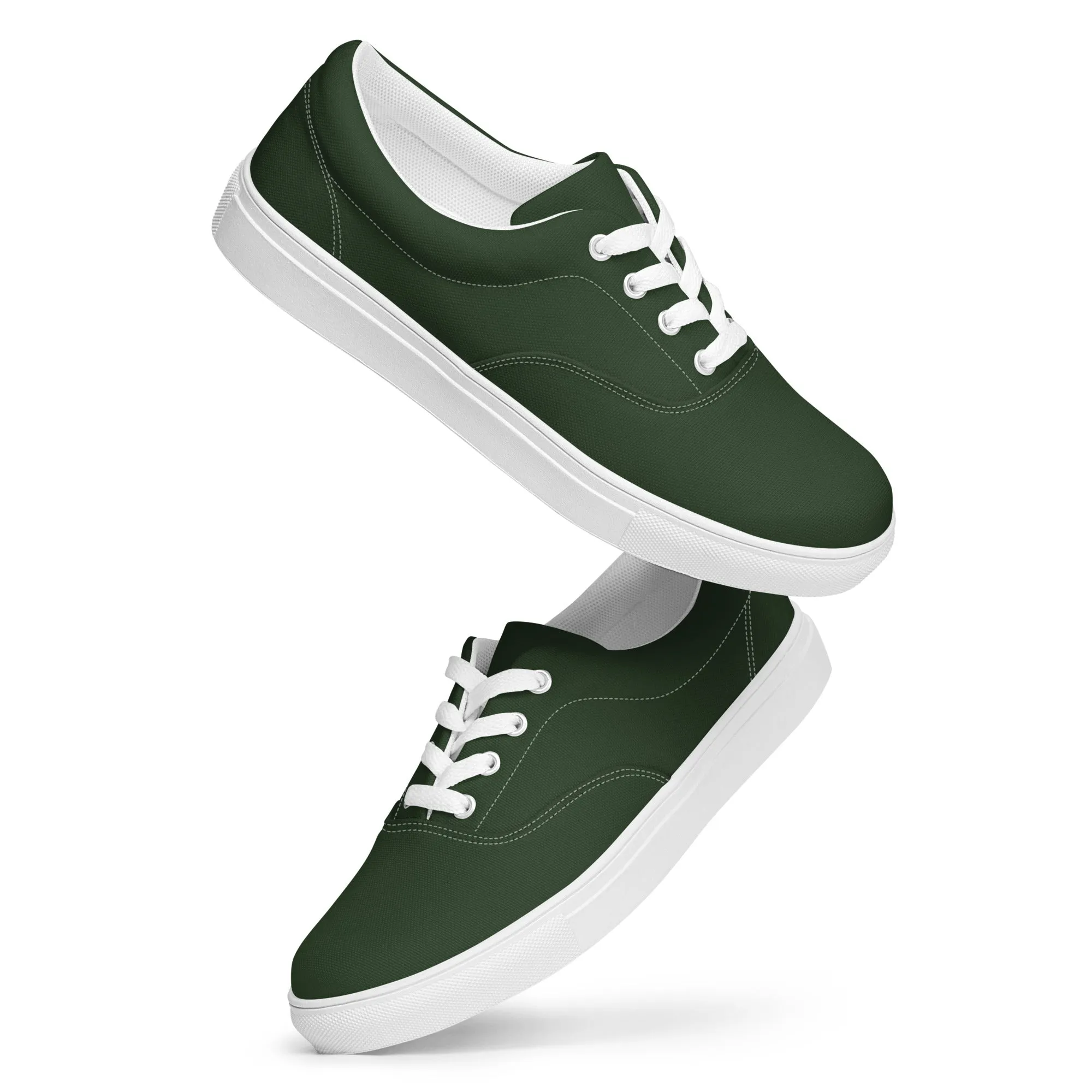 Emerald Green Men's Low Tops, Solid Green Color Best Designer Men’s Lace-up Canvas Shoes (US Size: 5-13)