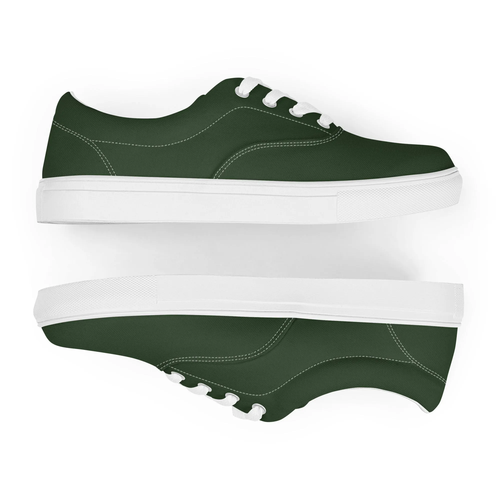 Emerald Green Men's Low Tops, Solid Green Color Best Designer Men’s Lace-up Canvas Shoes (US Size: 5-13)