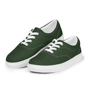 Emerald Green Men's Low Tops, Solid Green Color Best Designer Men’s Lace-up Canvas Shoes (US Size: 5-13)