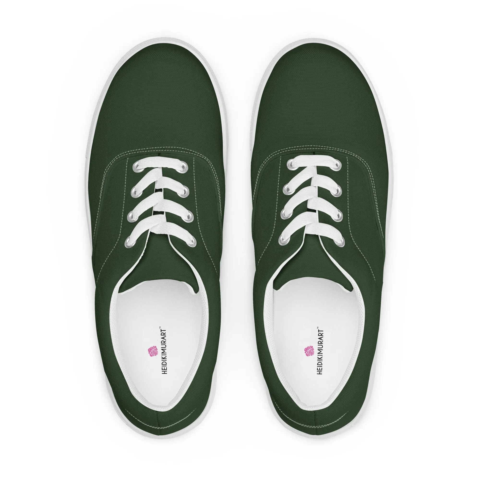 Emerald Green Men's Low Tops, Solid Green Color Best Designer Men’s Lace-up Canvas Shoes (US Size: 5-13)