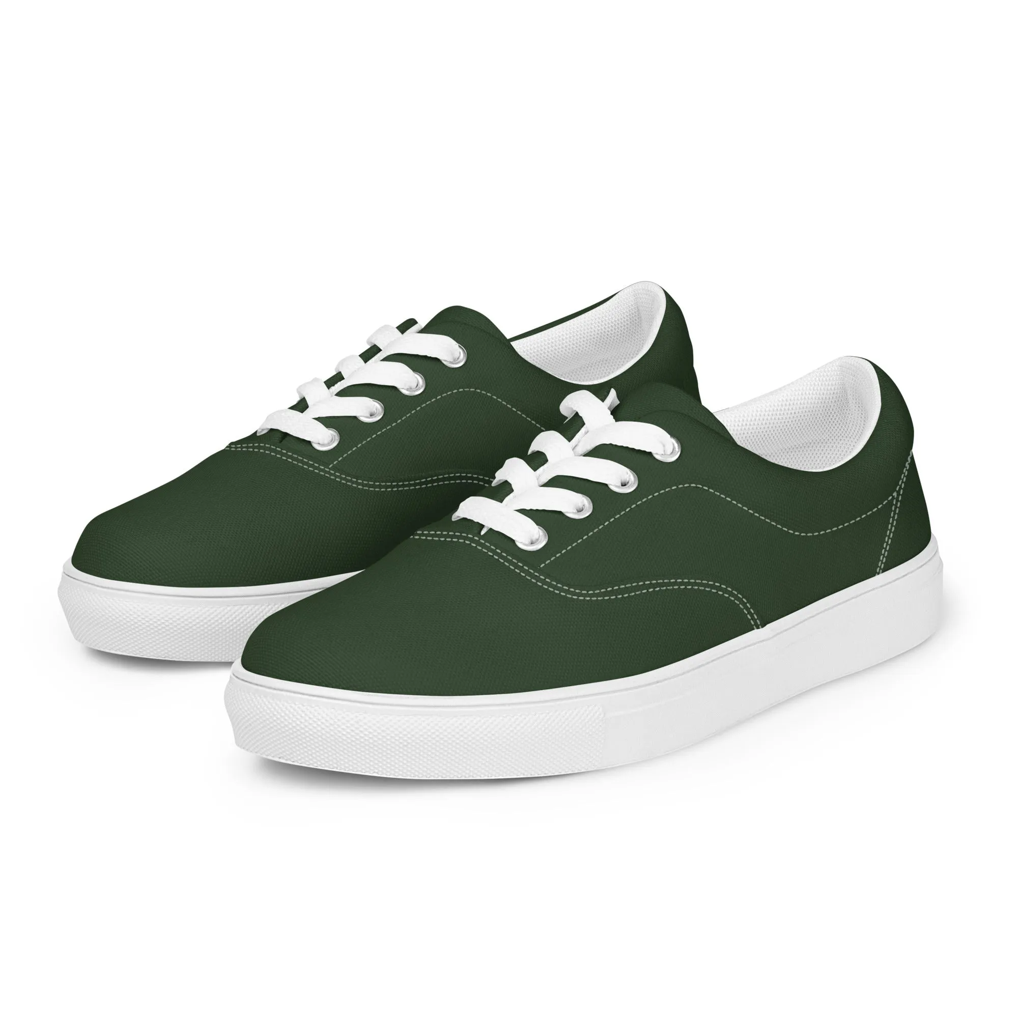 Emerald Green Men's Low Tops, Solid Green Color Best Designer Men’s Lace-up Canvas Shoes (US Size: 5-13)