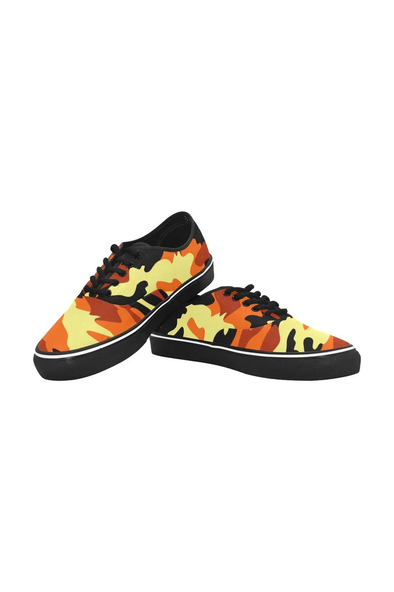 Fall Camouflage Classic Women's Canvas Low Top Shoes (Model E001-4)