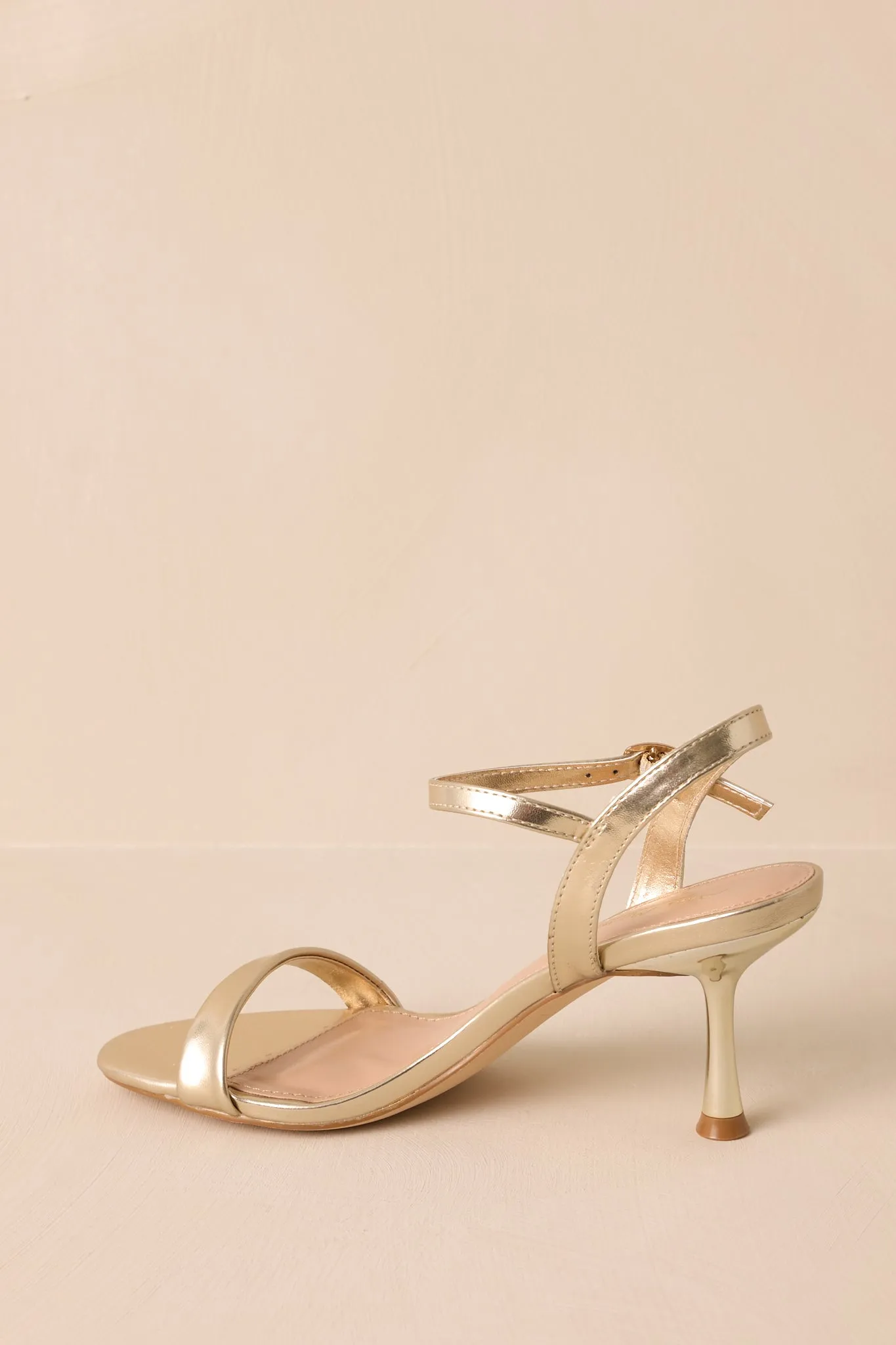 Falling For You Gold Ankle Strap Kitten Heels