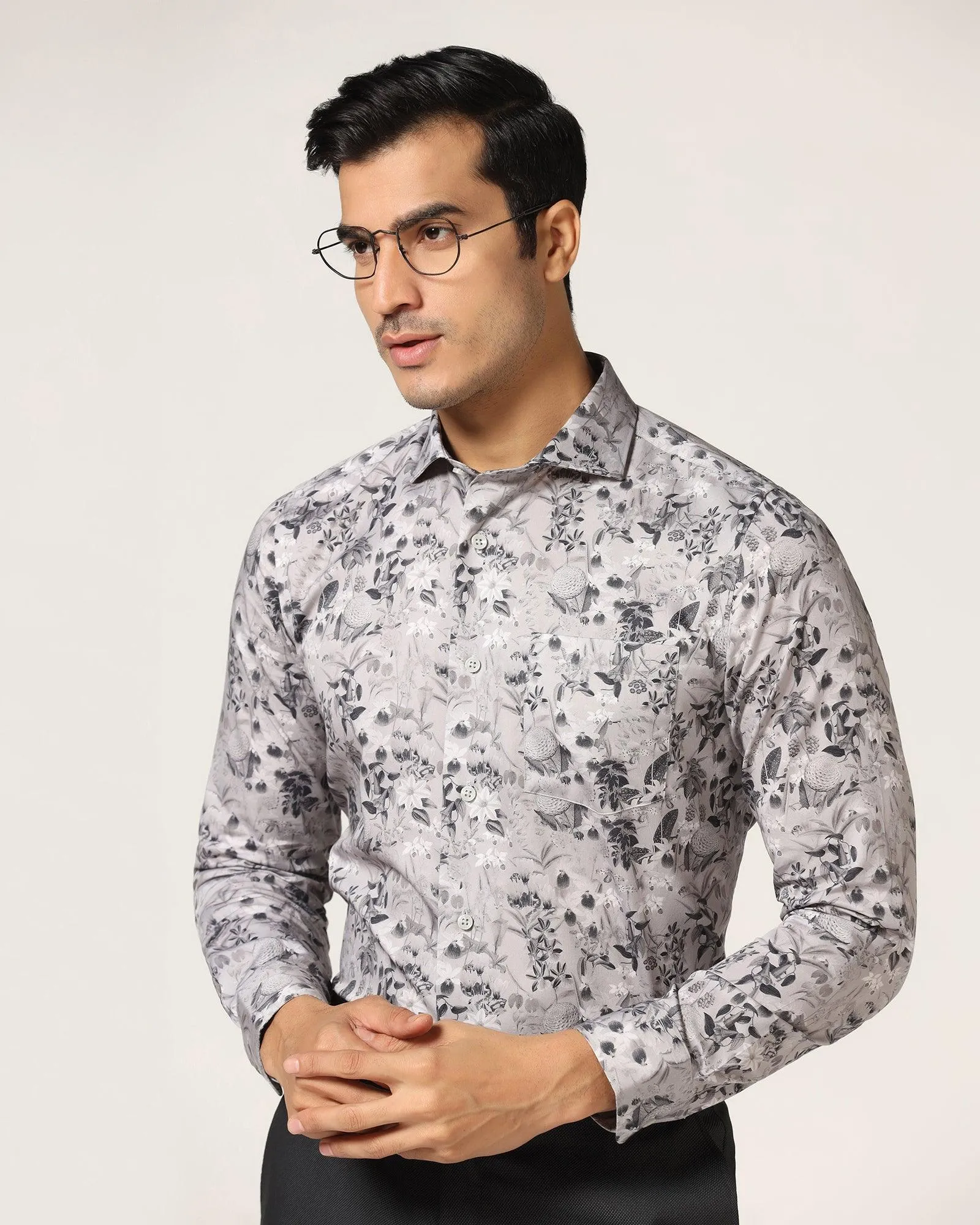 Formal Grey Printed Shirt - Fret