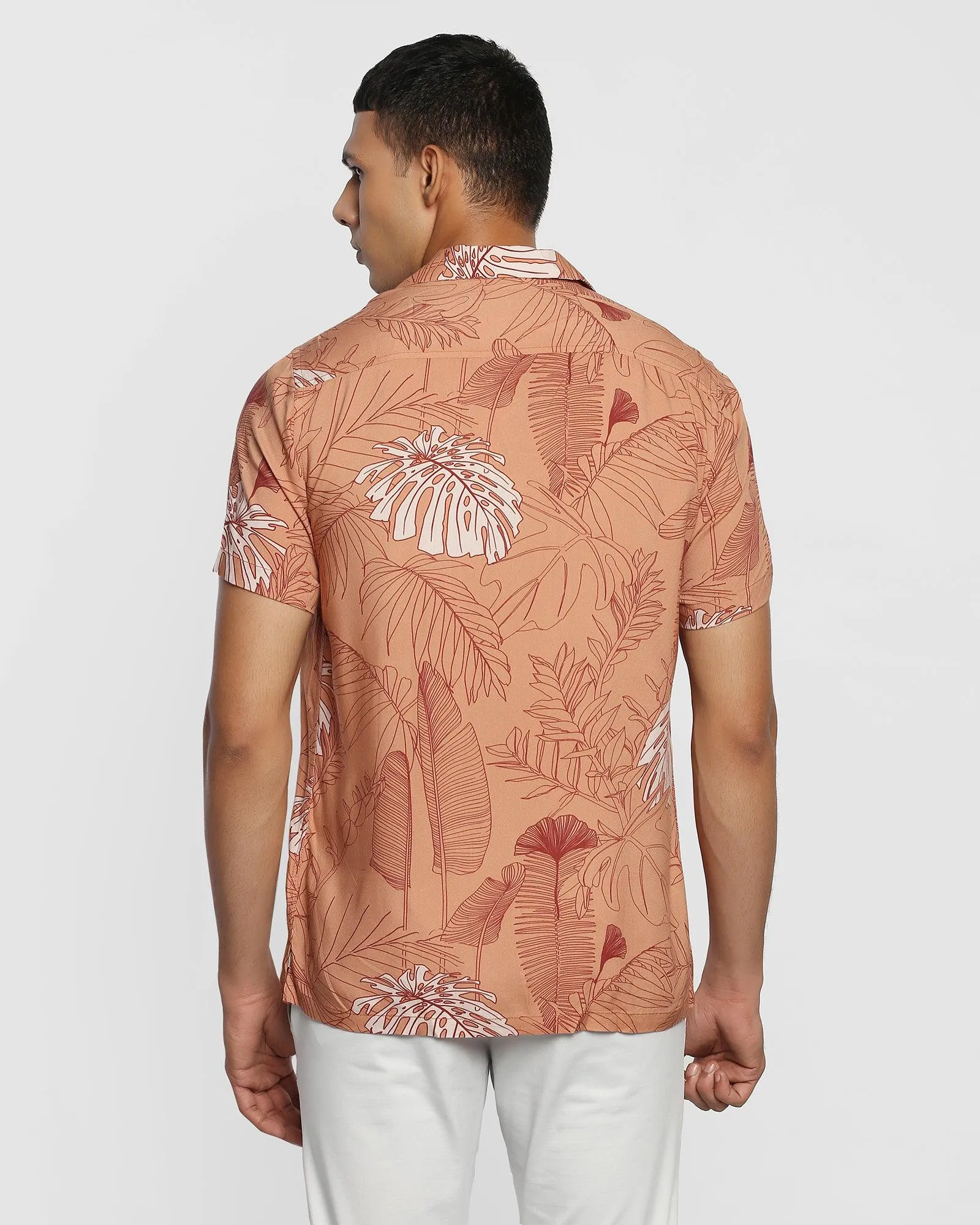 Formal Half Sleeve Rust Printed Shirt - Rein