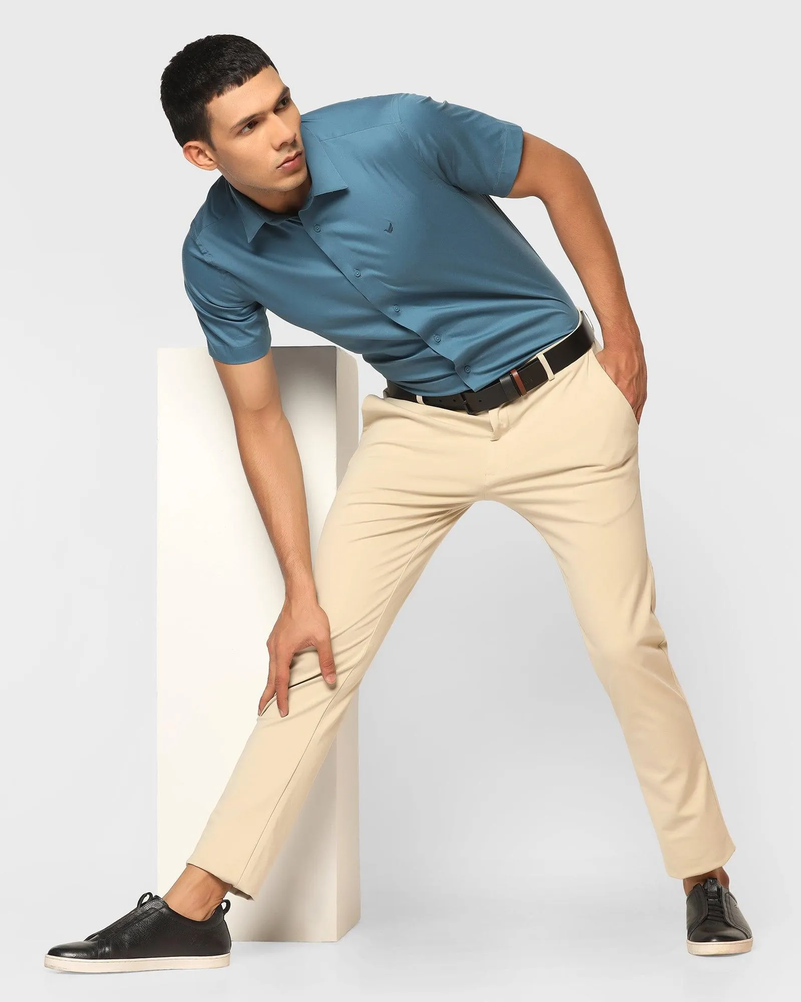 Formal Half Sleeve Teal Solid Shirt - Neil