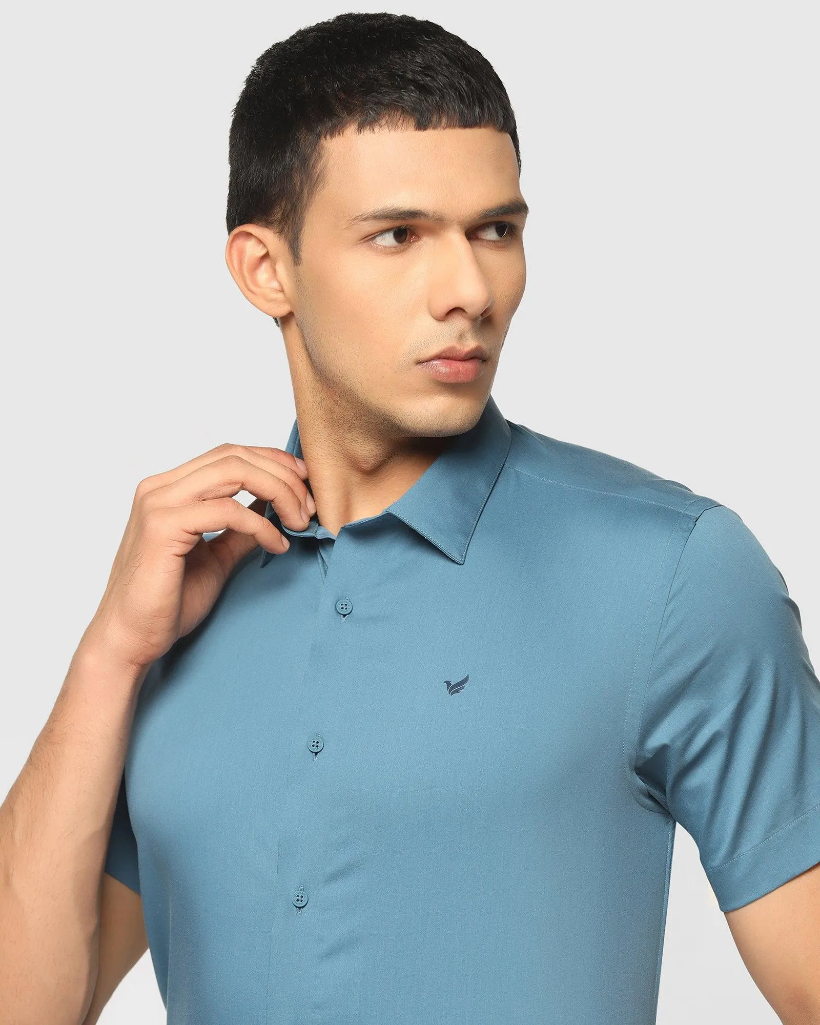 Formal Half Sleeve Teal Solid Shirt - Neil