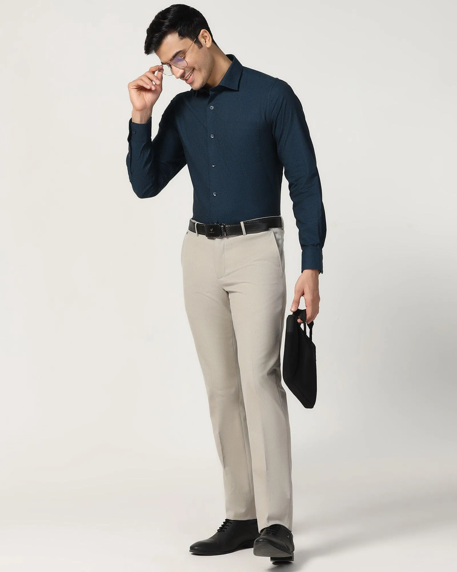 Formal Teal Textured Shirt - Fred