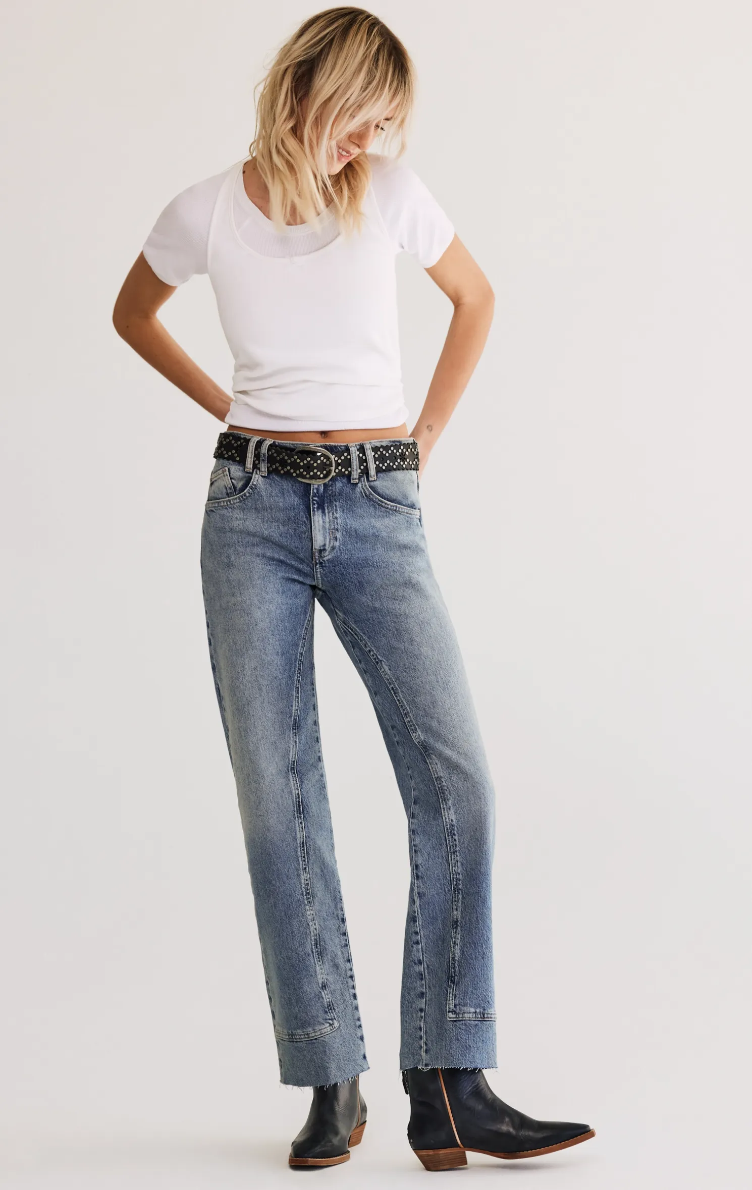 Free People Risk Taker Mid-Rise Straight Jean