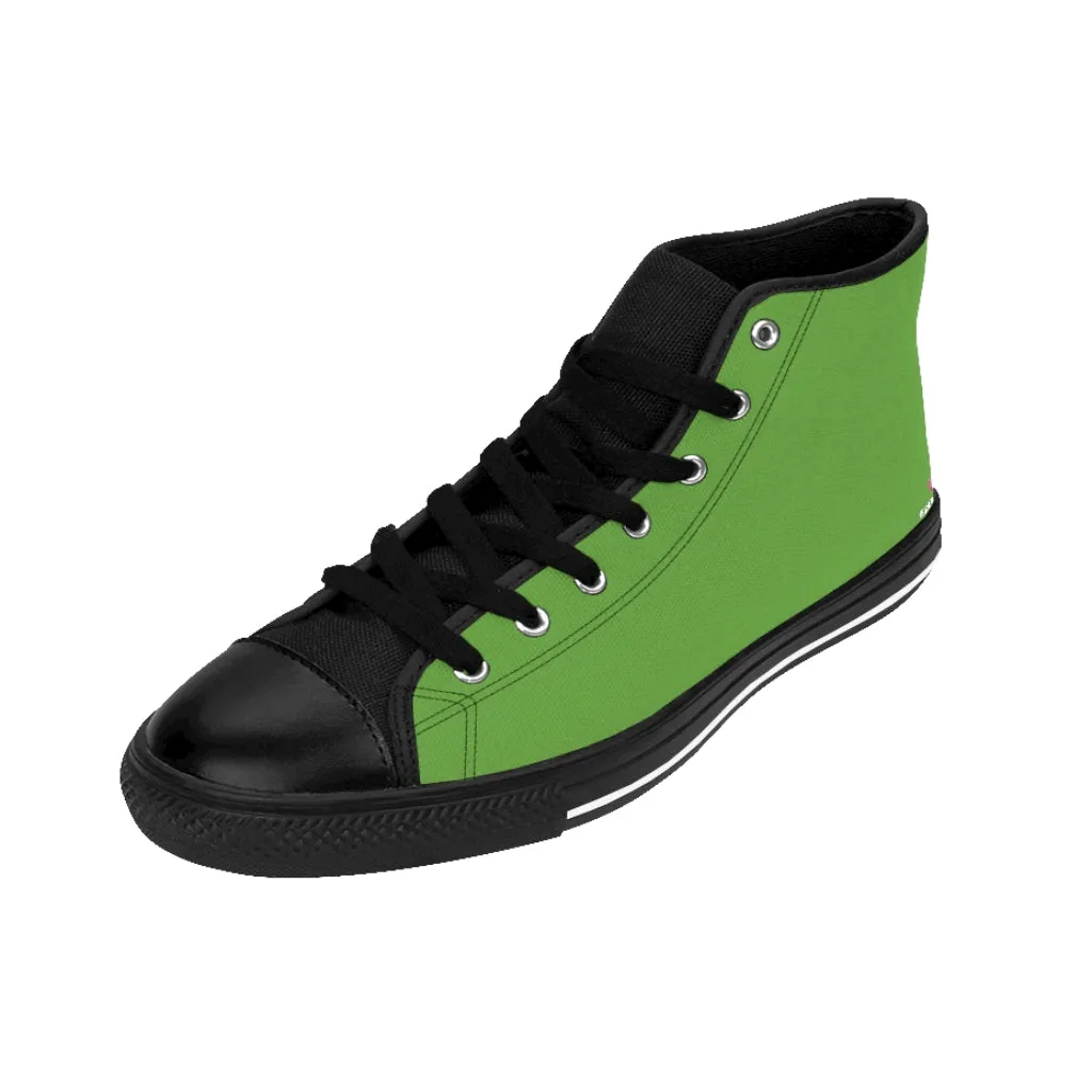 Fresh Green Men's High Tops, Best Solid Color Men's Classic Sneakers Tennis Running Canvas Shoes