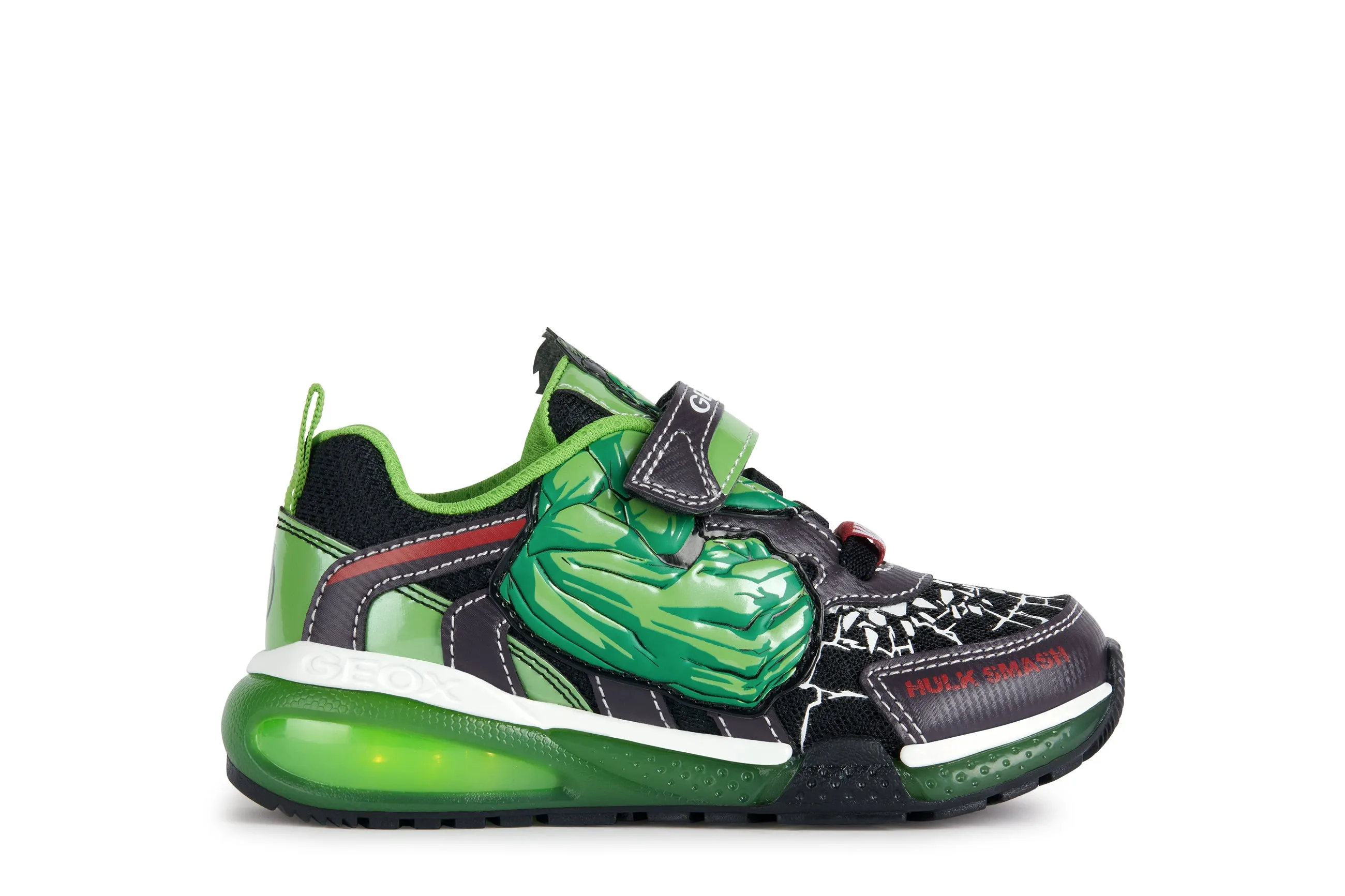 Geox Bayonc Hulk Boys Black-Green Lights Marvel Trainer