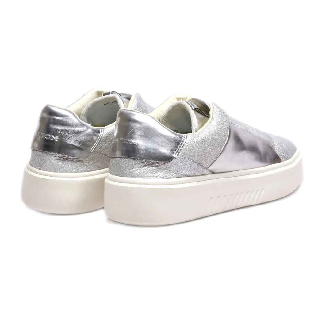 Geox Low-Top Sneakers Leather Silver Colour For Women