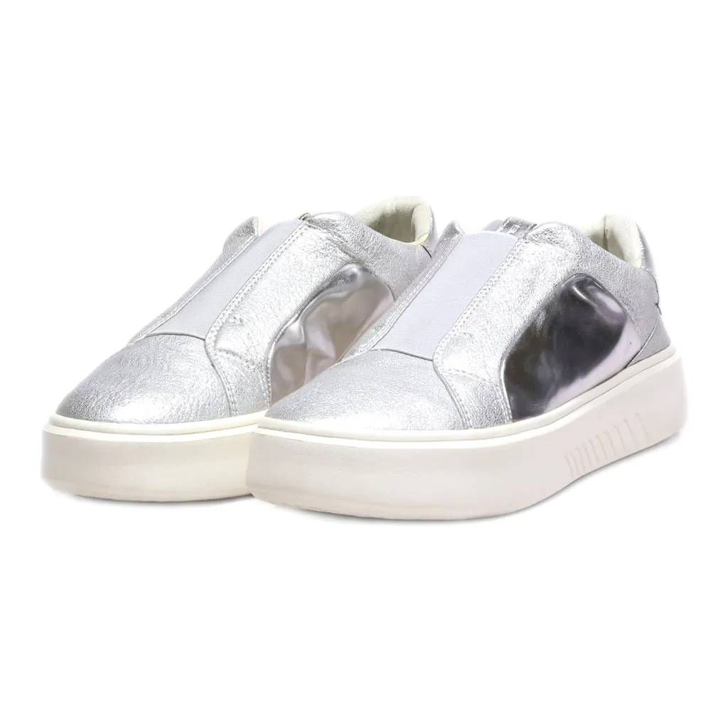 Geox Low-Top Sneakers Leather Silver Colour For Women