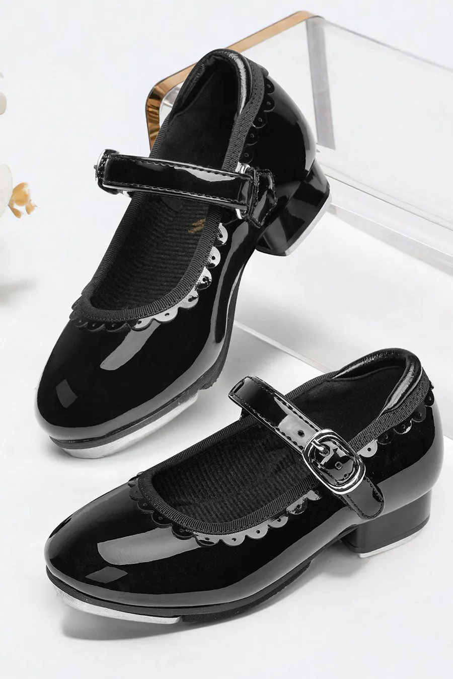 Girls Elegant Scallop Tap Shoes