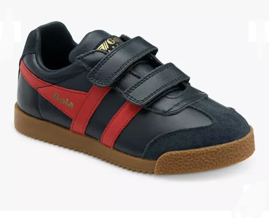 Gola Harrier Navy Red  Leather kids Trainers