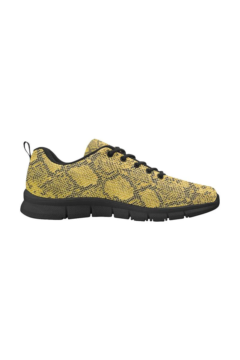 Gold Snakeskin Women's Breathable Running Shoes