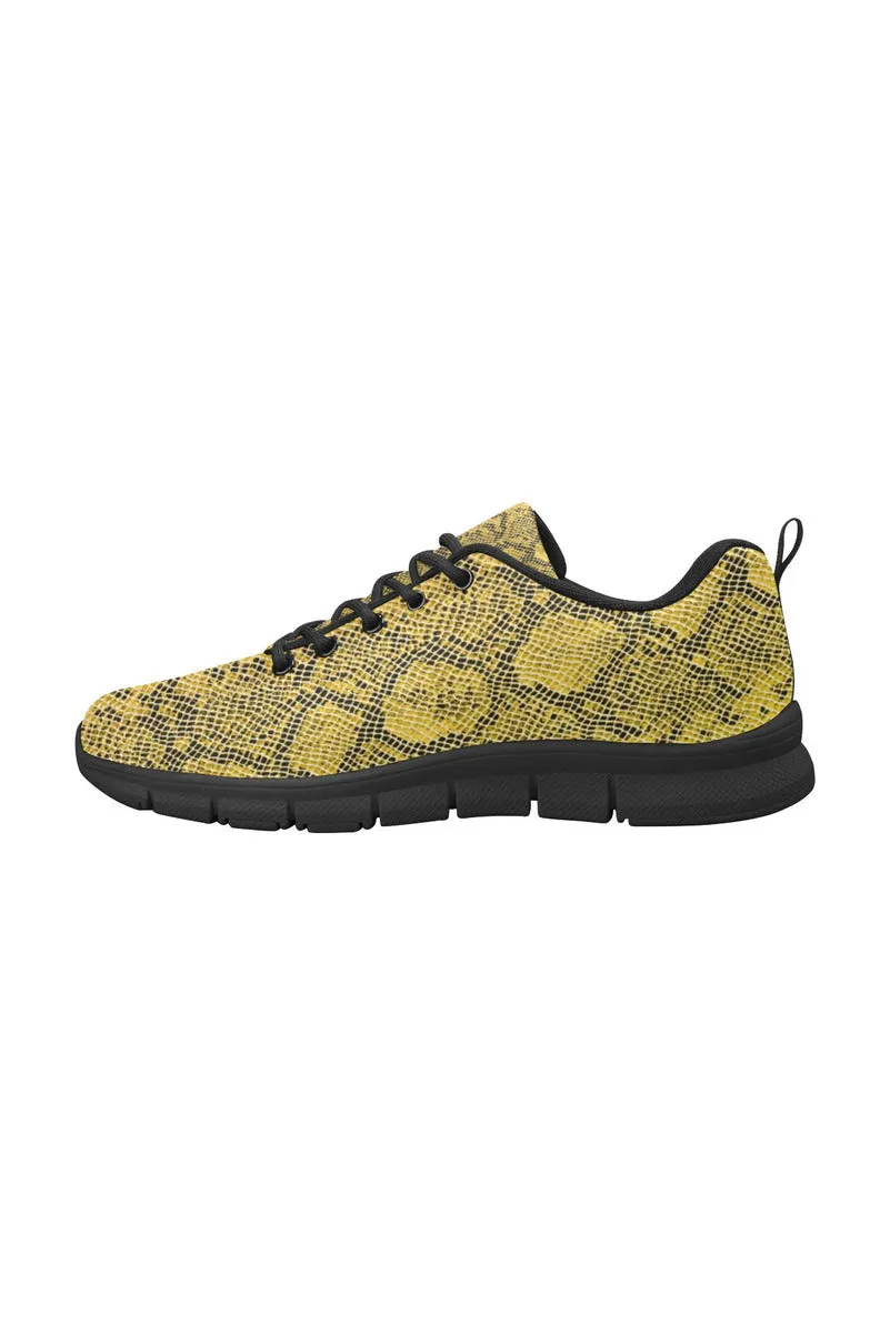 Gold Snakeskin Women's Breathable Running Shoes