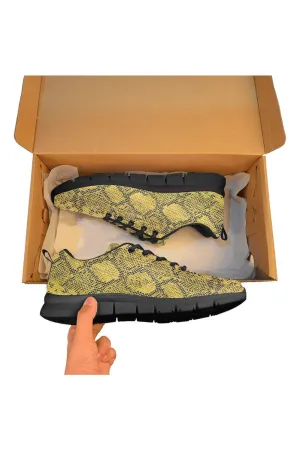 Gold Snakeskin Women's Breathable Running Shoes