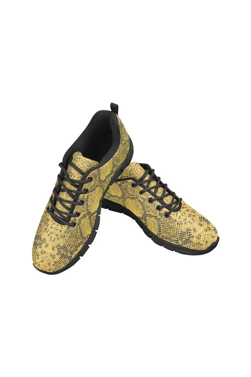 Gold Snakeskin Women's Breathable Running Shoes