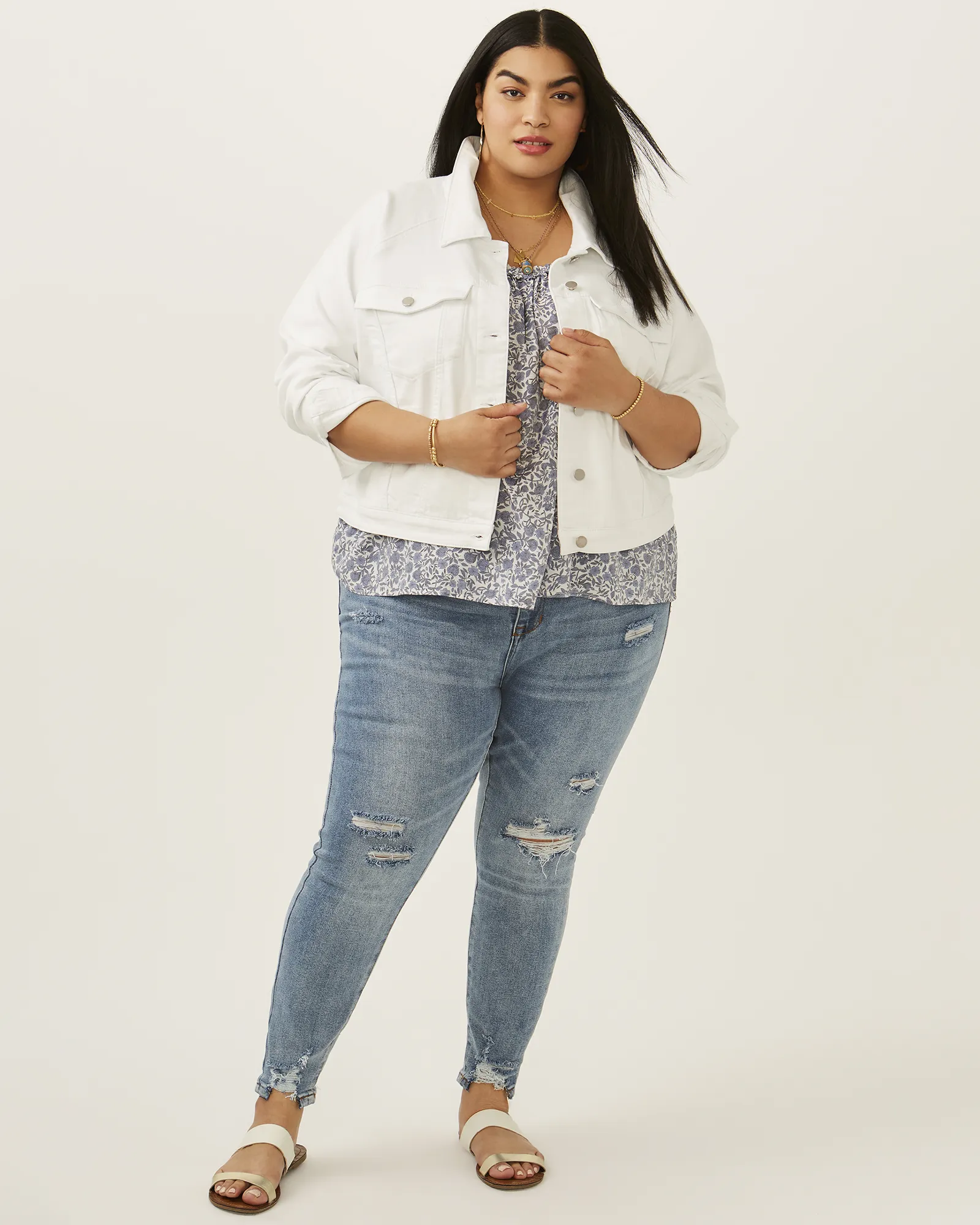 Grace Denim Jacket | White