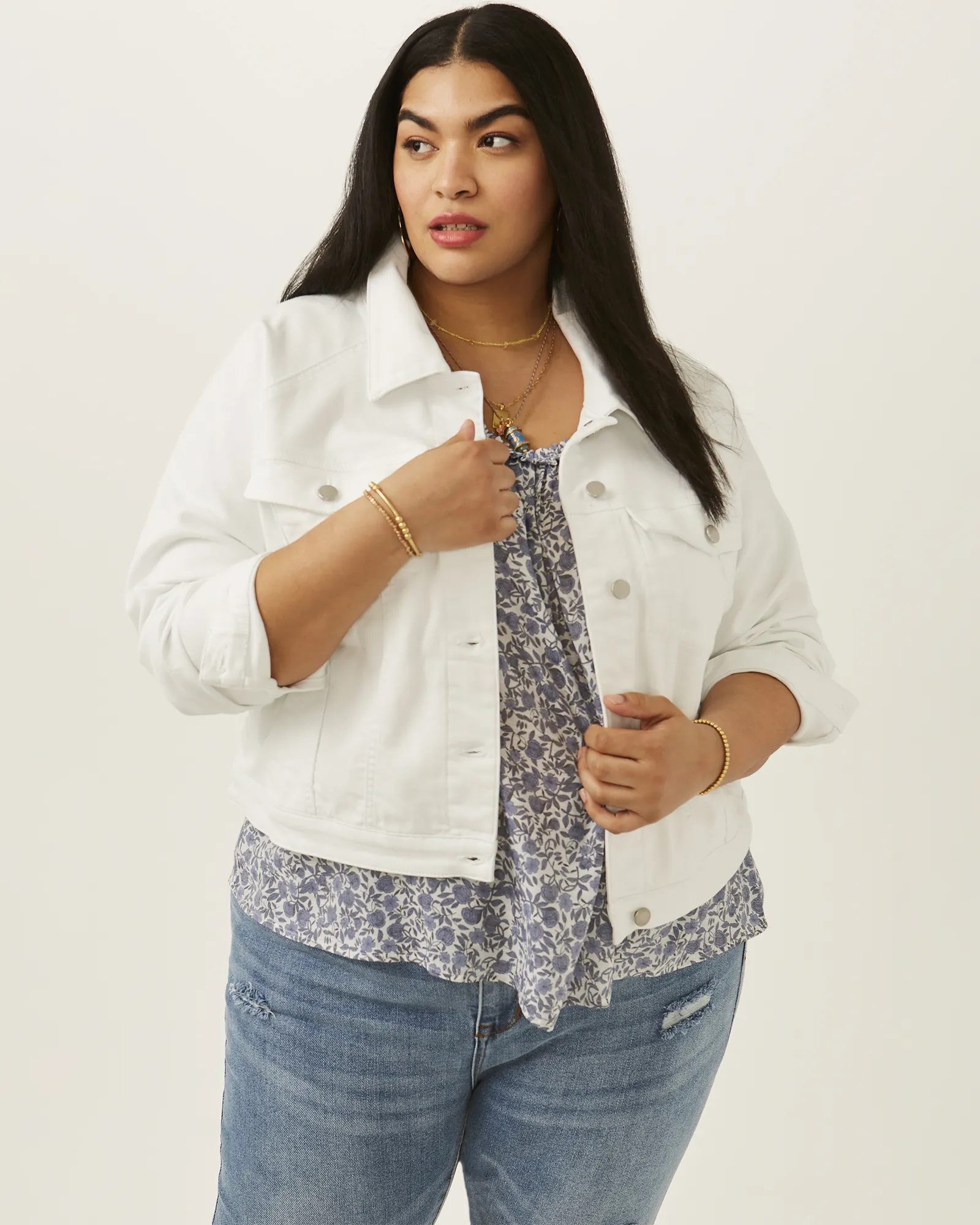 Grace Denim Jacket | White