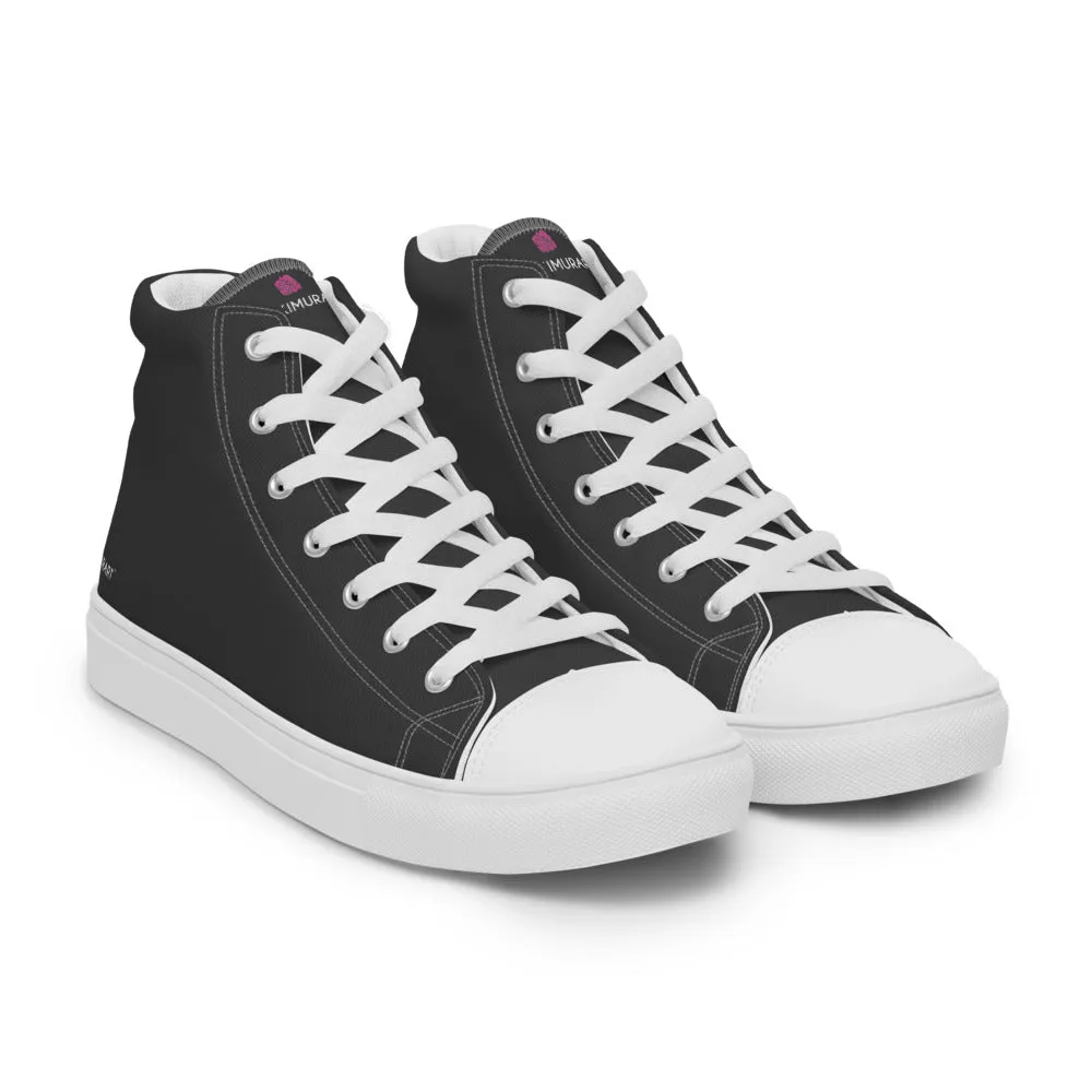 Graphite Grey Men's Sneakers, Solid Color Designer Canvas High Top Shoes For Fashionable Men