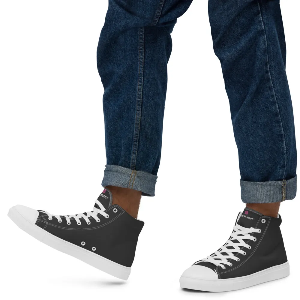 Graphite Grey Men's Sneakers, Solid Color Designer Canvas High Top Shoes For Fashionable Men