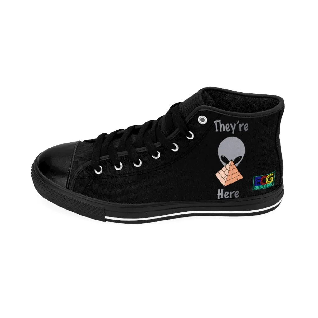 Gray Alien Pyramid Men's High-top Sneakers