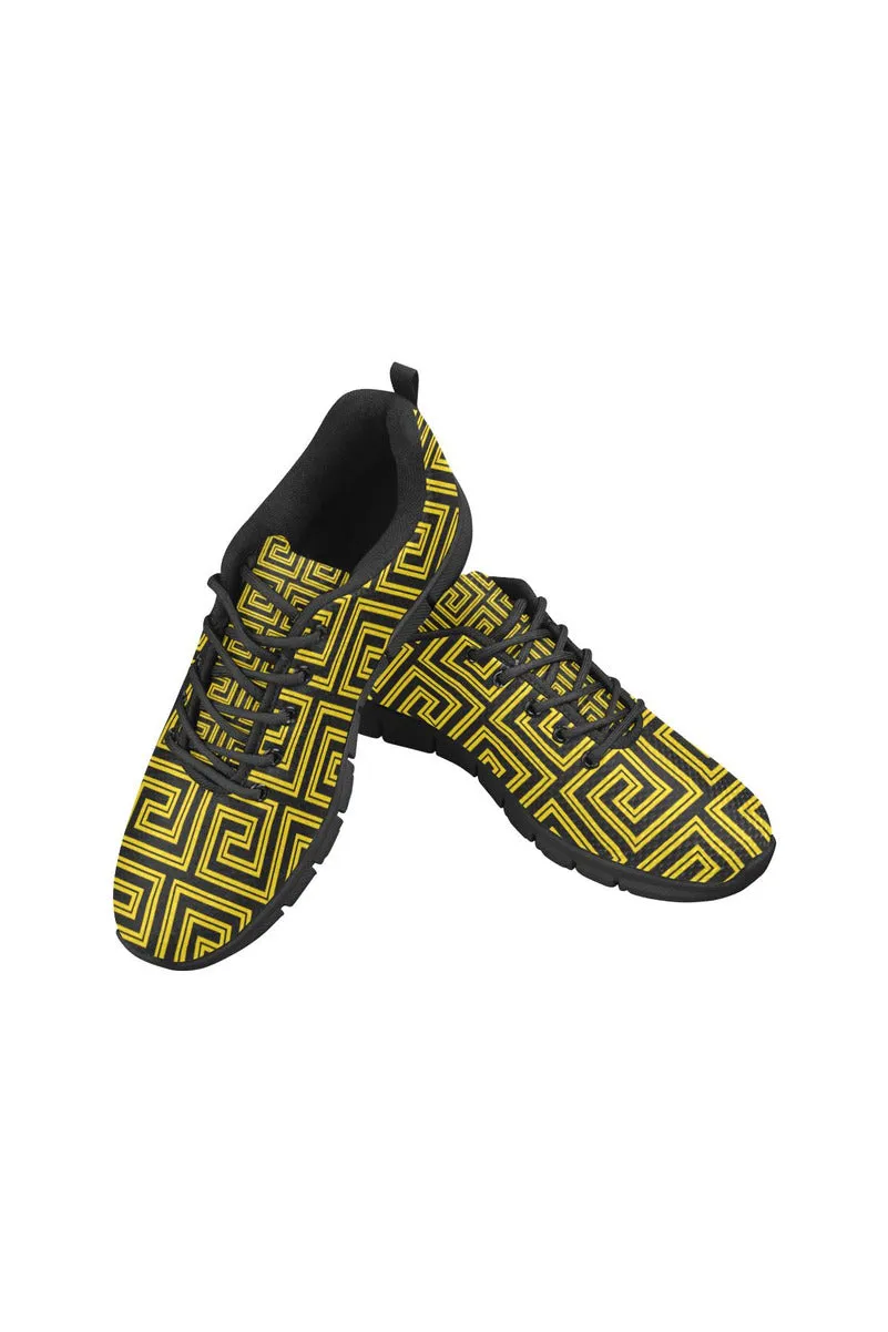 Greek Key Gold Women's Breathable Running Shoes