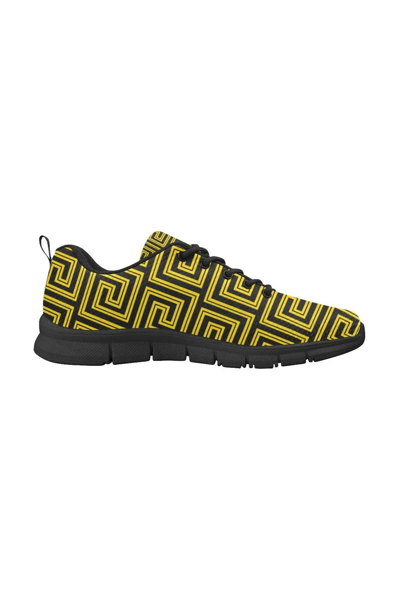 Greek Key Gold Women's Breathable Running Shoes