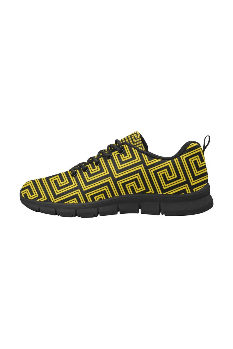 Greek Key Gold Women's Breathable Running Shoes