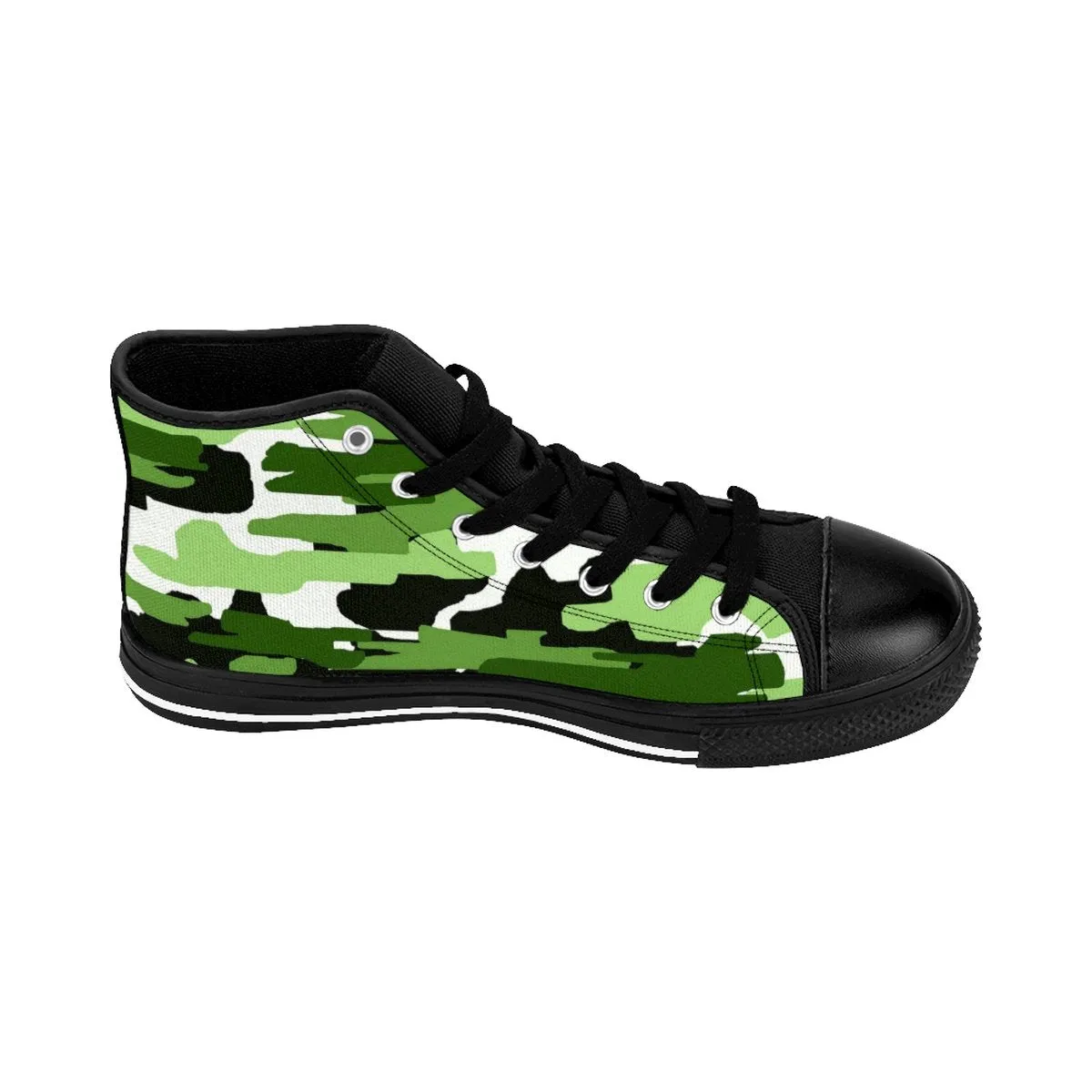 Green Camo Sneakers, Best Frog White Green Camouflage Army Military Print Men's High-top Sneakers Shoes