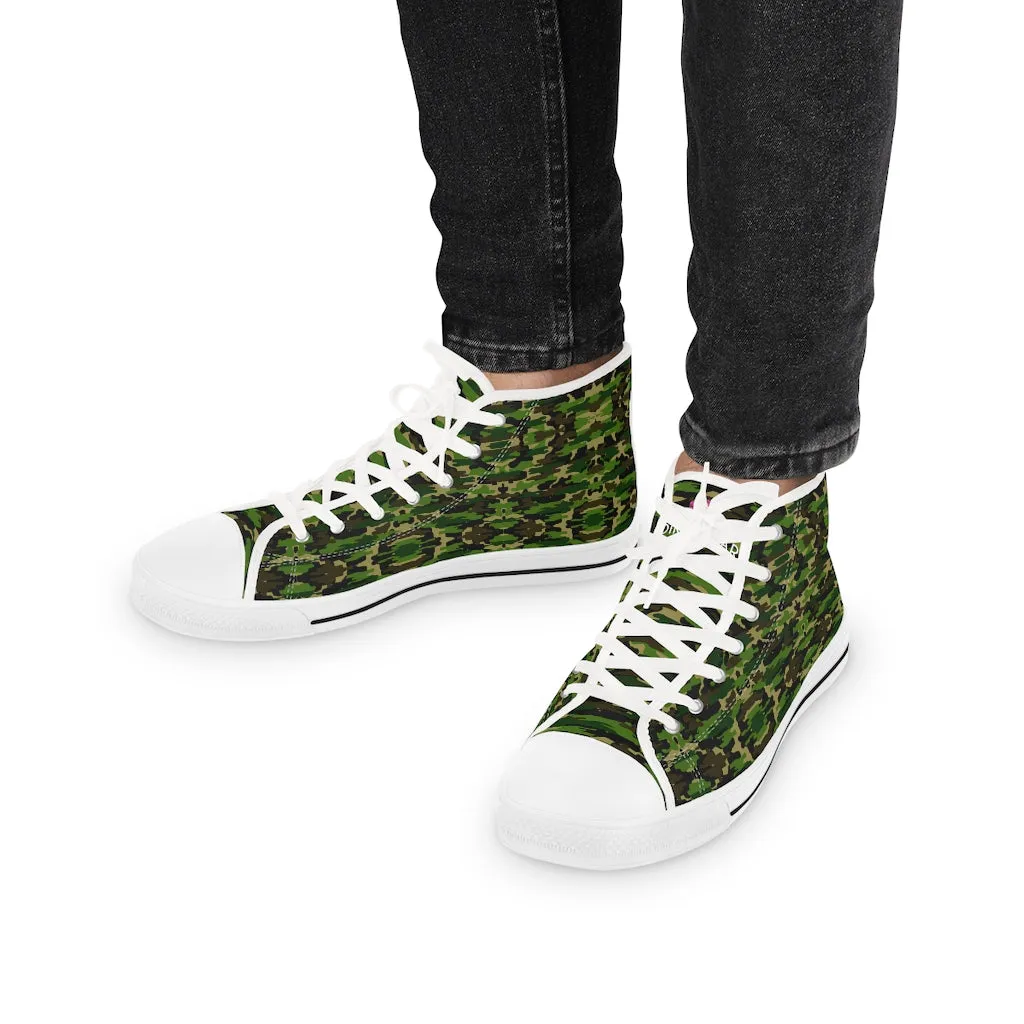 Green Camouflage Men's Sneakers, Best High Tops, Modern Minimalist Best Men's High Top Sneakers