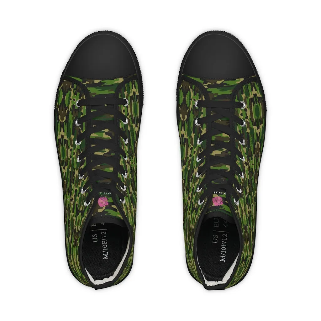 Green Camouflage Men's Sneakers, Best High Tops, Modern Minimalist Best Men's High Top Sneakers