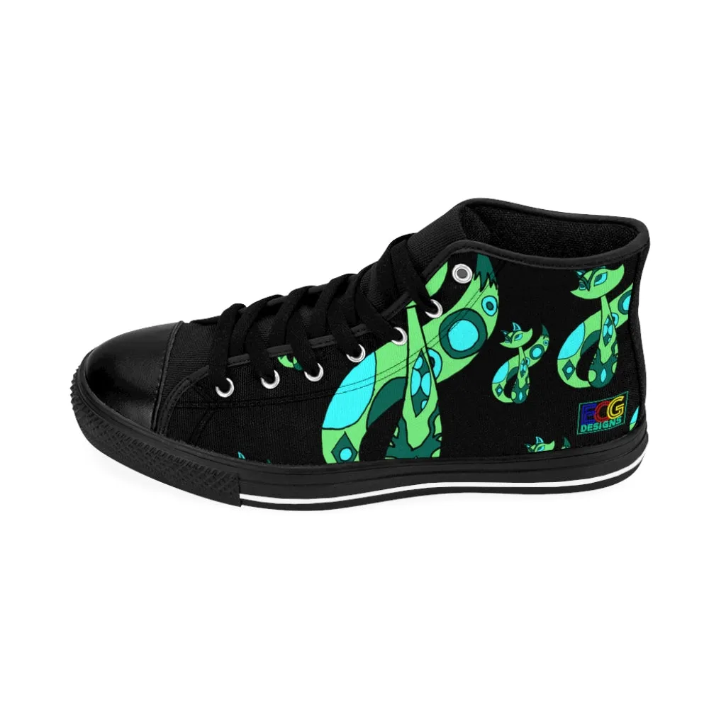 Green Cat Men's High-top Sneakers