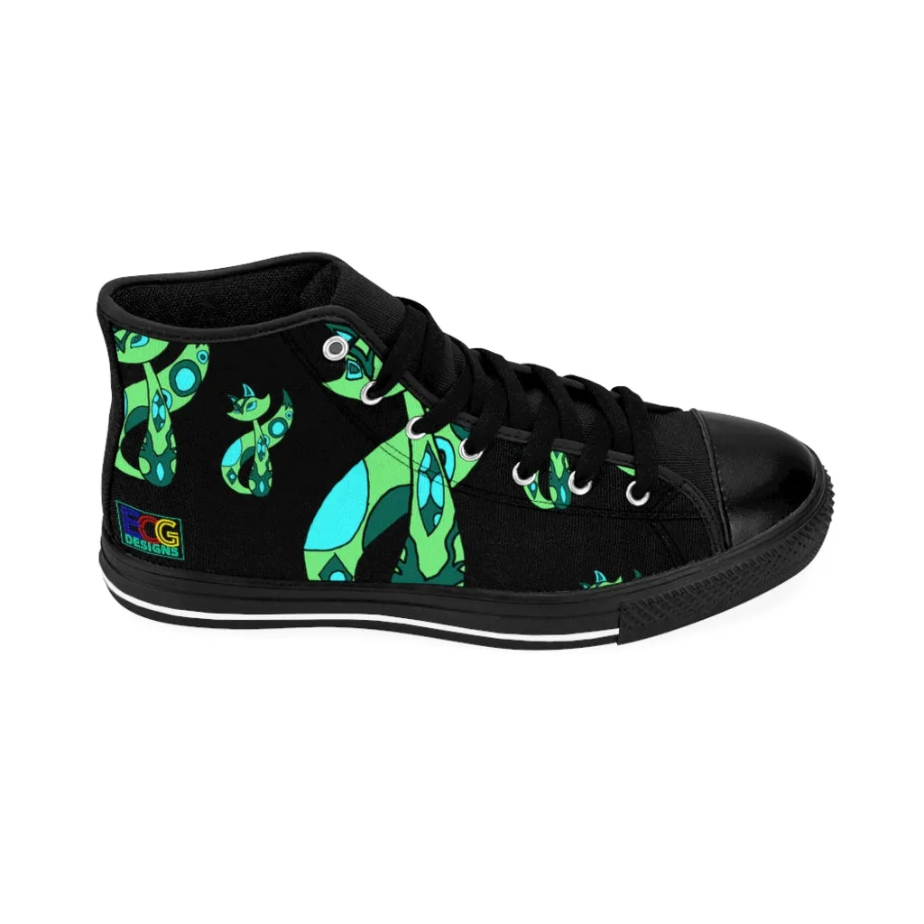 Green Cat Women's High-top Sneakers