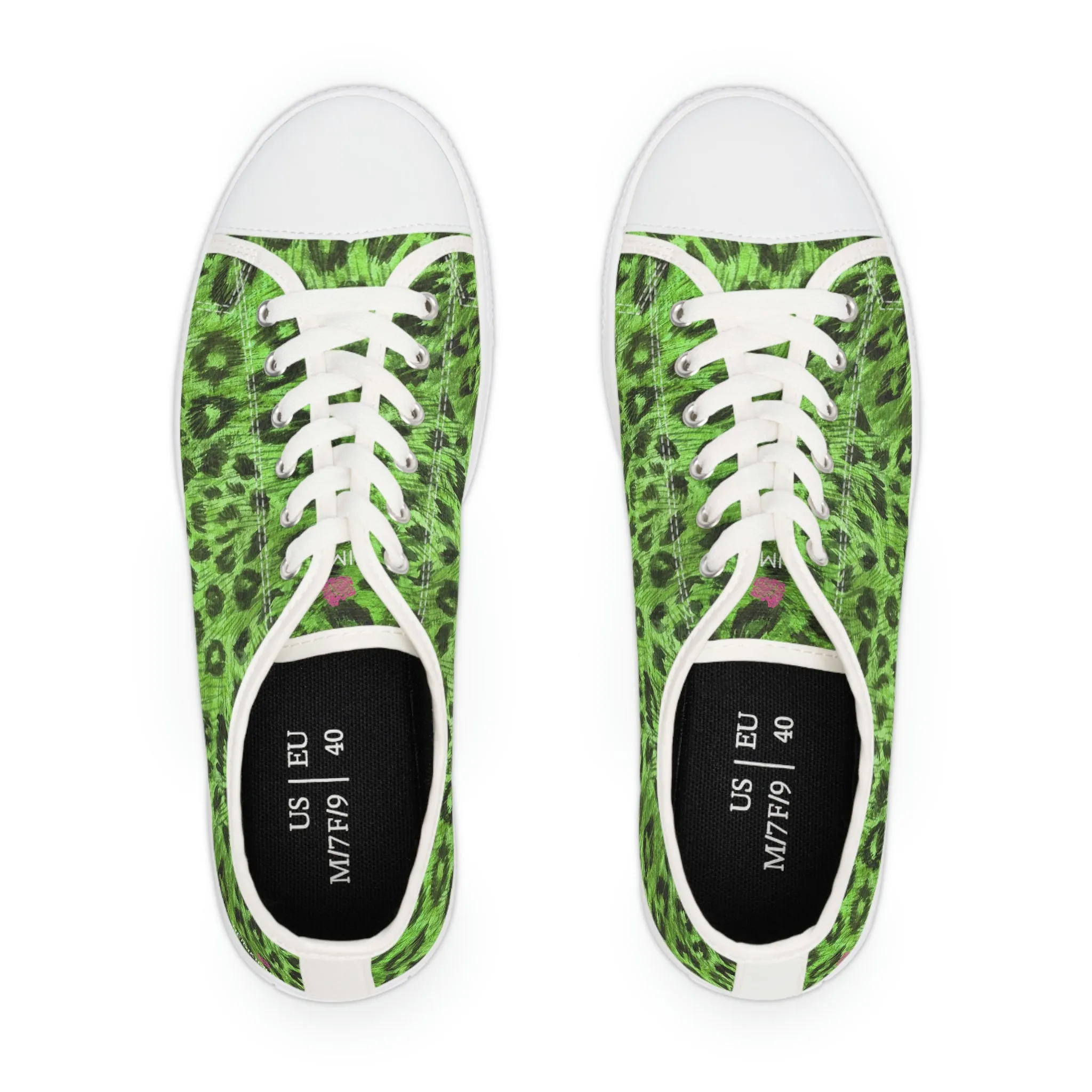 Green Leopard Print Ladies' Sneakers, Animal Print Best Designer Women's Low Top Sneakers