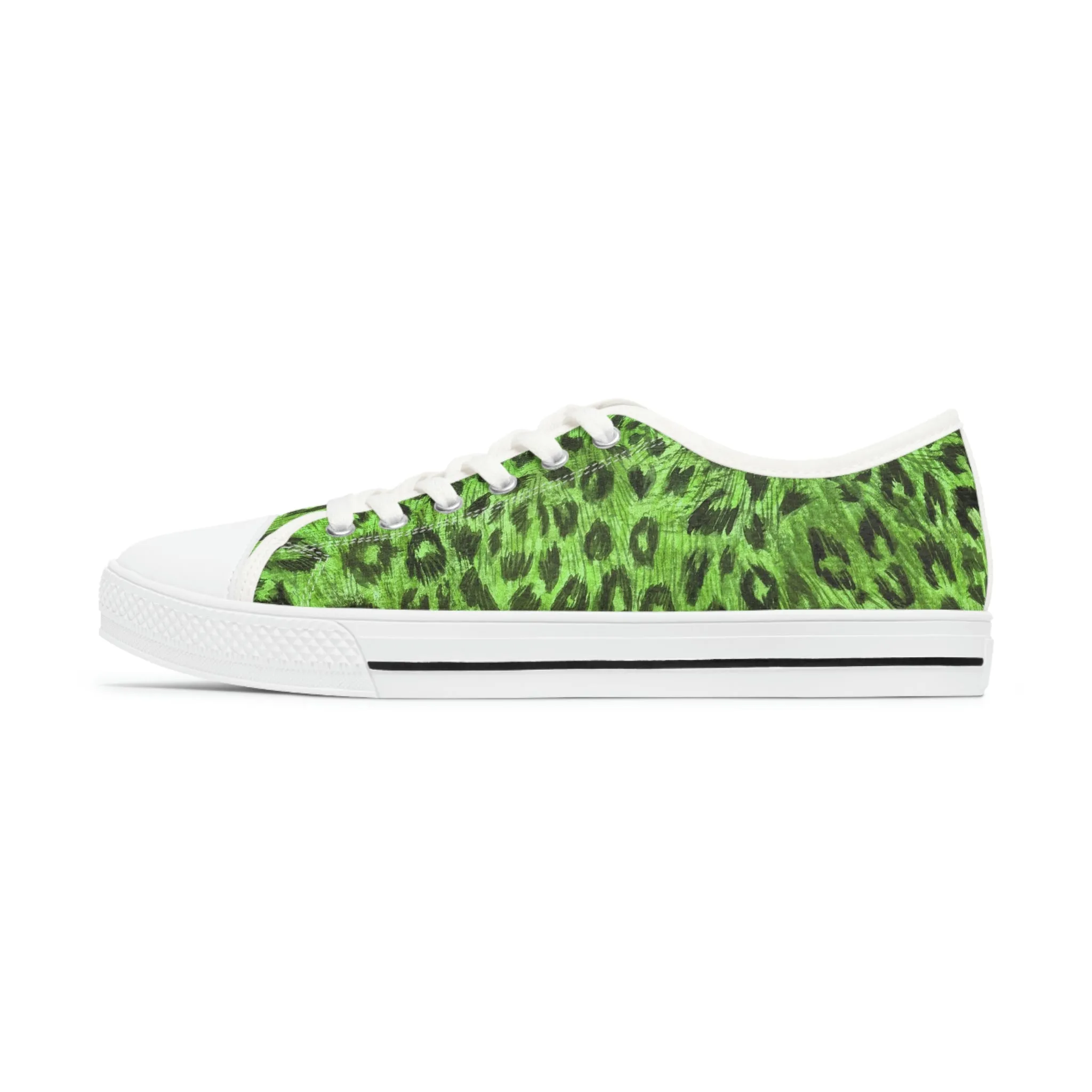 Green Leopard Print Ladies' Sneakers, Animal Print Best Designer Women's Low Top Sneakers