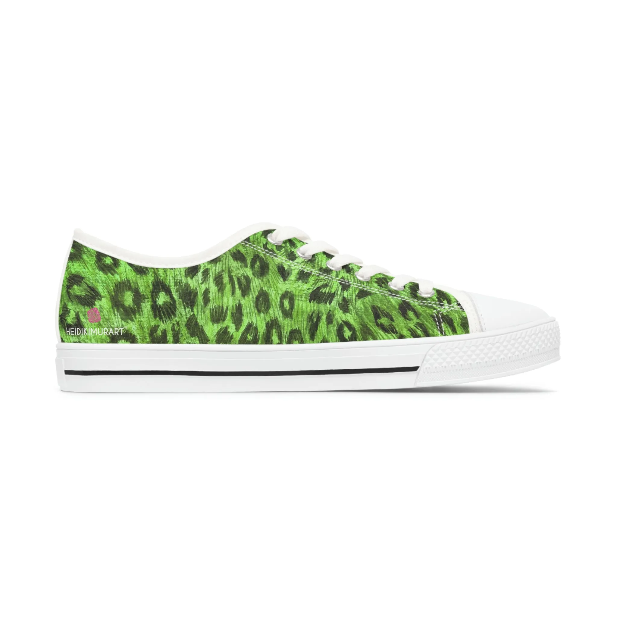 Green Leopard Print Ladies' Sneakers, Animal Print Best Designer Women's Low Top Sneakers