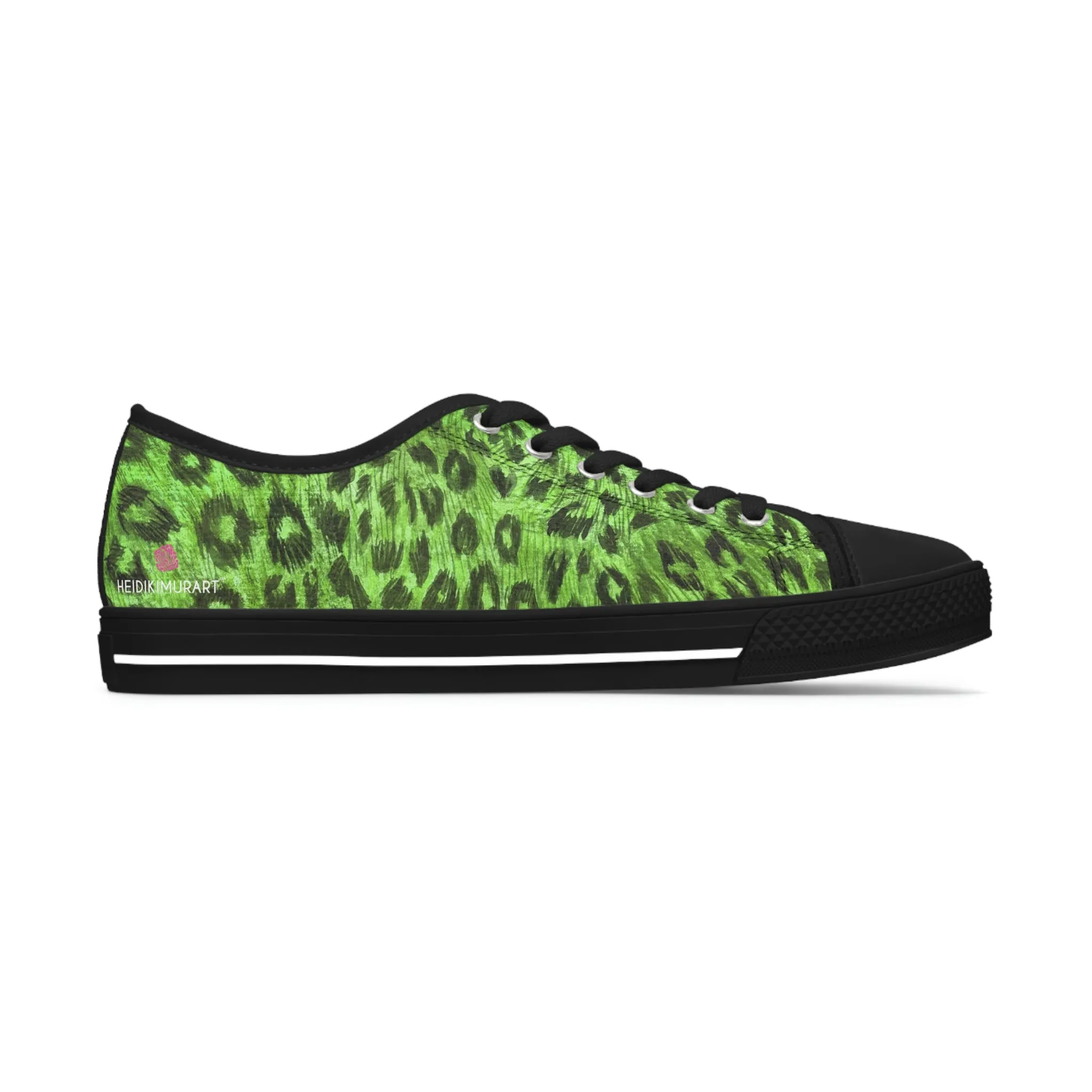 Green Leopard Print Ladies' Sneakers, Animal Print Best Designer Women's Low Top Sneakers