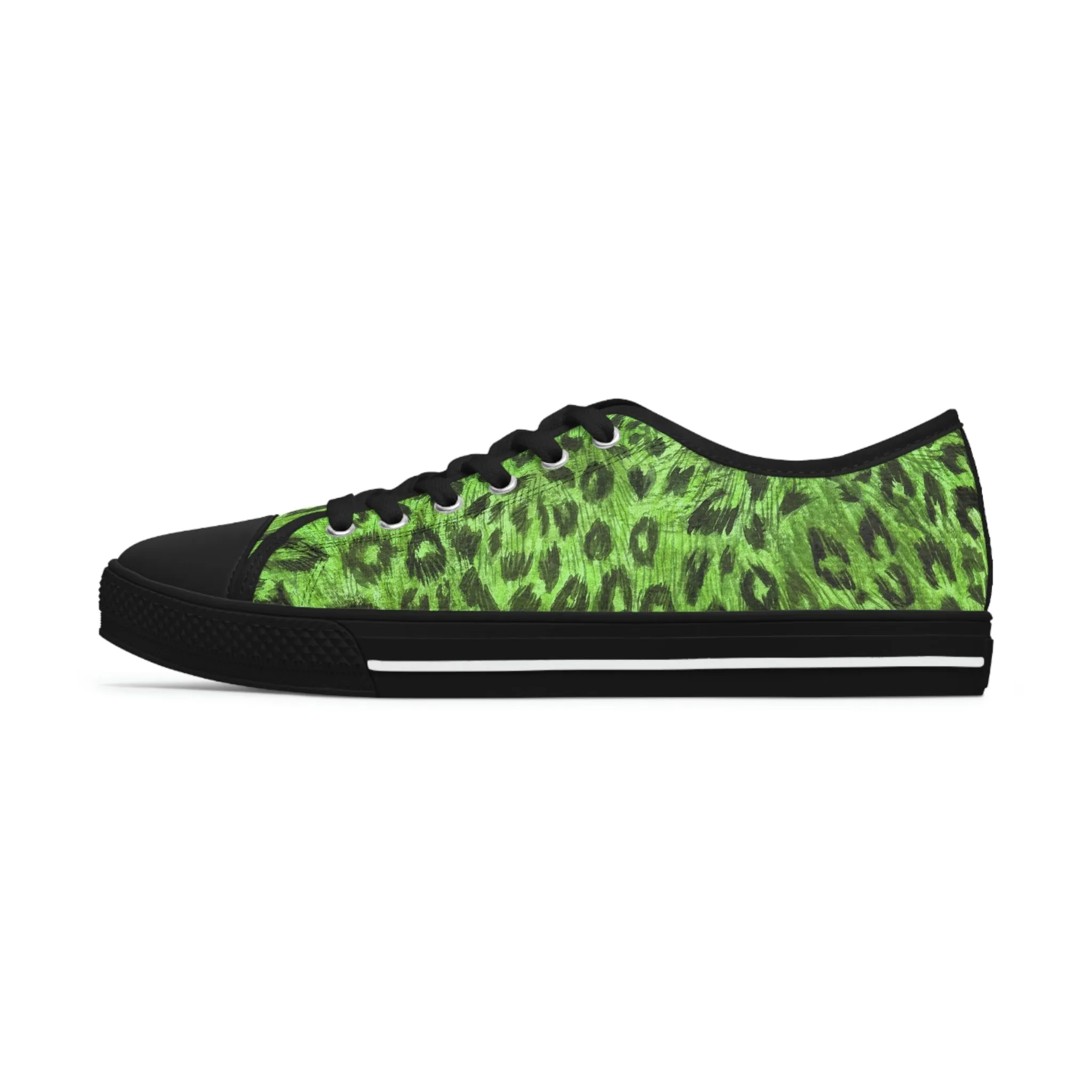 Green Leopard Print Ladies' Sneakers, Animal Print Best Designer Women's Low Top Sneakers