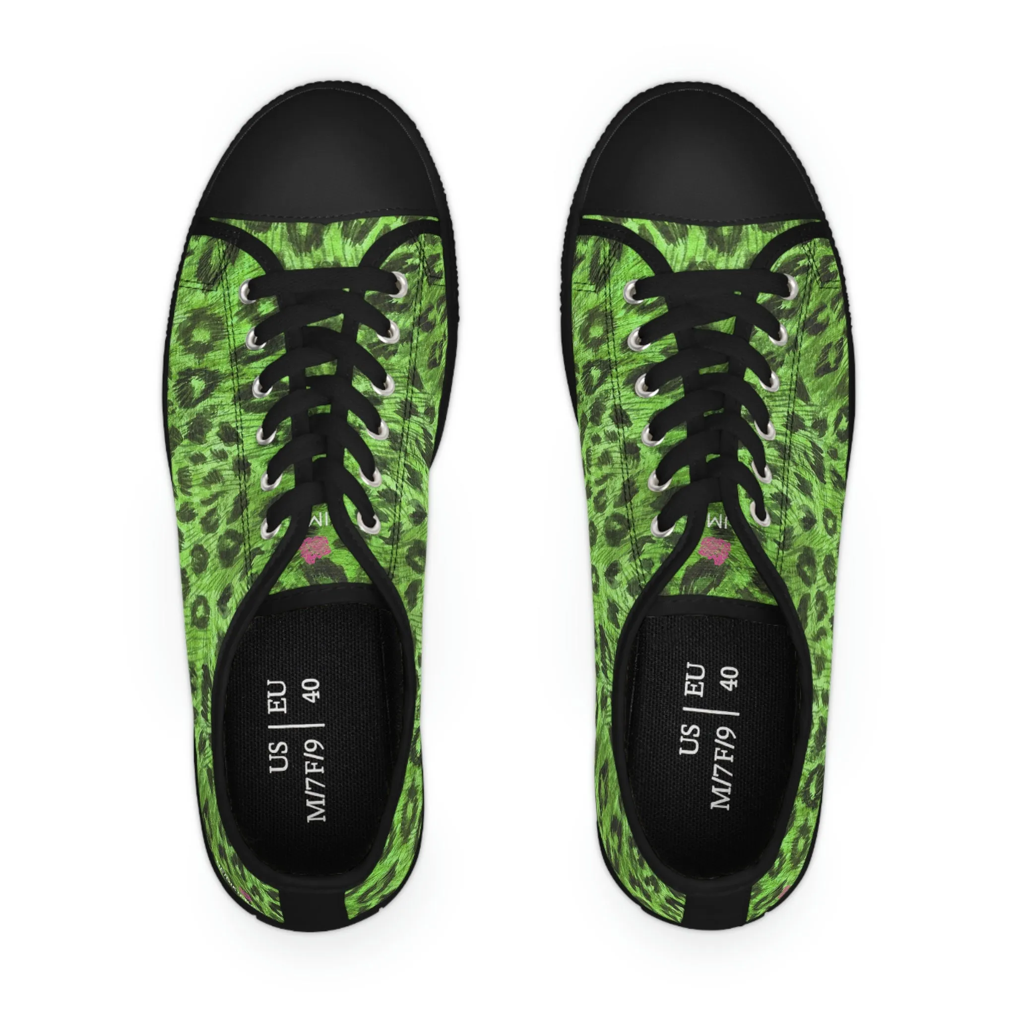 Green Leopard Print Ladies' Sneakers, Animal Print Best Designer Women's Low Top Sneakers