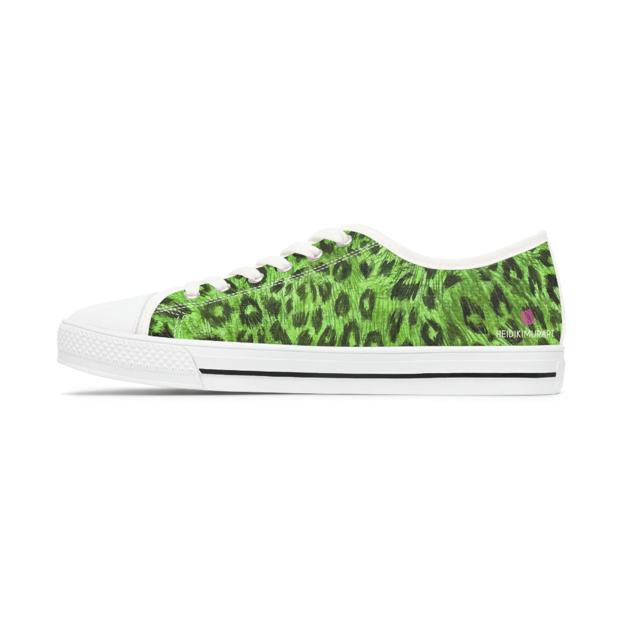 Green Leopard Print Ladies' Sneakers, Animal Print Best Designer Women's Low Top Sneakers