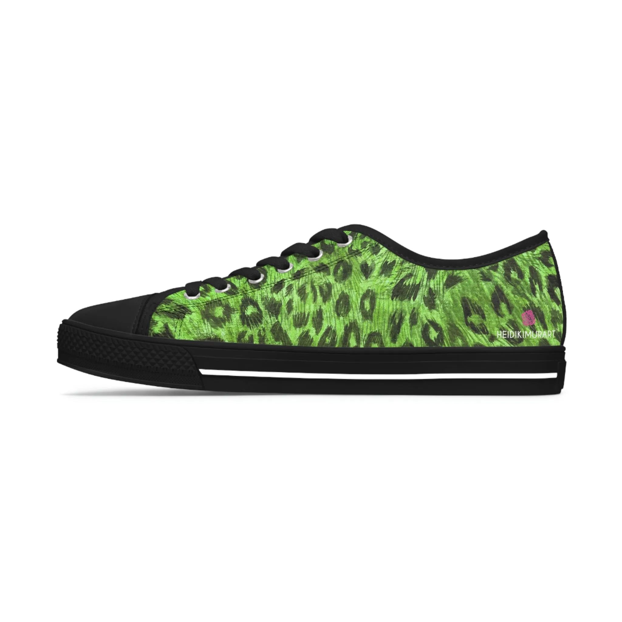 Green Leopard Print Ladies' Sneakers, Animal Print Best Designer Women's Low Top Sneakers